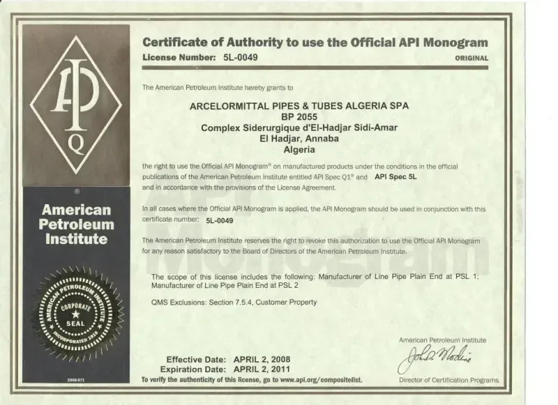 Example of API 5L Monogram