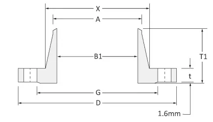 WN flange dimensions in mm