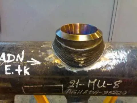 picture of an installed weldolet