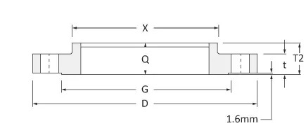 Threaded flange dimension