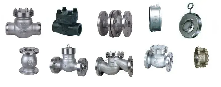 Swing, Ball, Lift, Piston valves